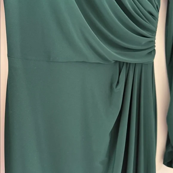 Betsy & Adam Ruffle Long Sleeve Sheath Gown- green - Picture 6 of 9